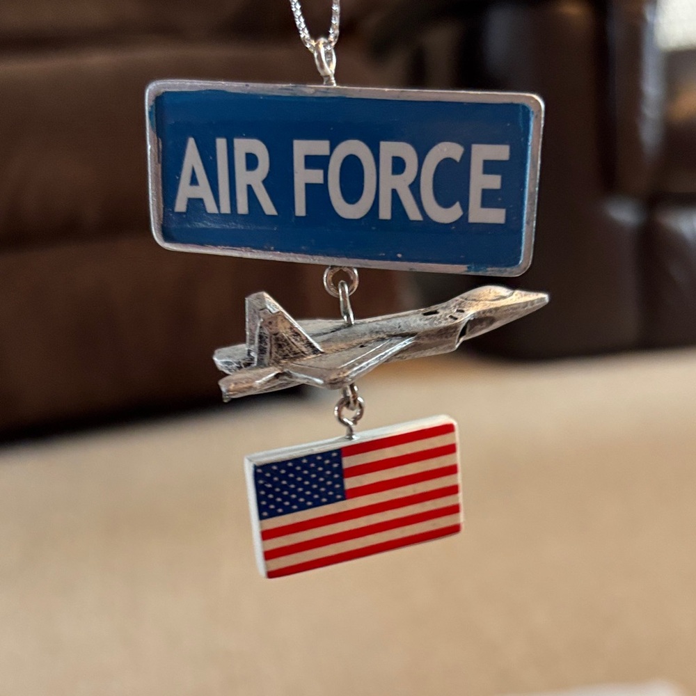 Air Force Pendant with Jet and Flag